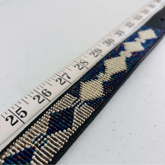 Beautiful Hand Crafted Holographic Purple White Beaded Belt 34 - Picture 5 of 9